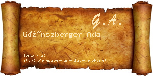Günszberger Ada névjegykártya